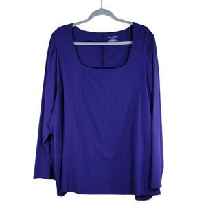 Lane Bryant Purple Cotton Spandex Women's Plus Size Stretchy Long Sleeve Shirt